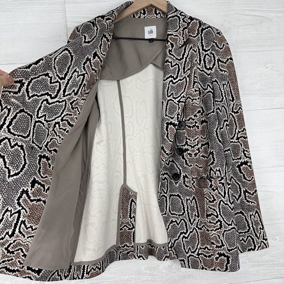Cabi Python Snake Print Double Breasted Blazer Ponte Knit Size 4 Gray Stretch - Picture 5 of 16